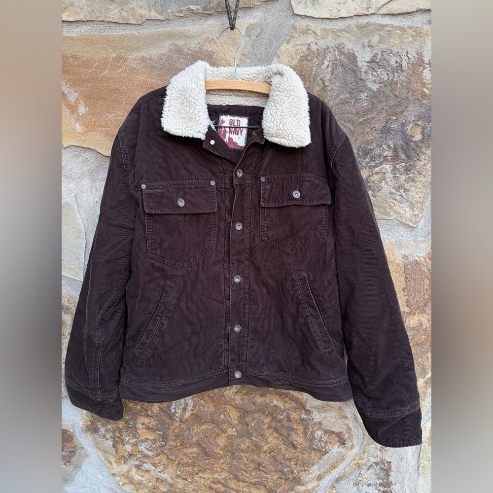 Vintage Old Navy Y2K Corduroy Sherpa Chore Farm Work Jacket Coat Gorpcore - Picture 2 of 9